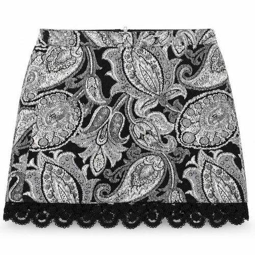Topshop Womens Multicoloured Paisley Polyester A-Line Skirt Size 8 Zip - Lace Trim