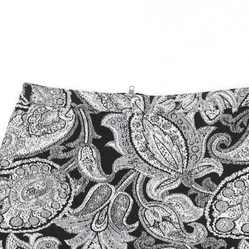 Topshop Womens Multicoloured Paisley Polyester A-Line Skirt Size 8 Zip - Lace Trim