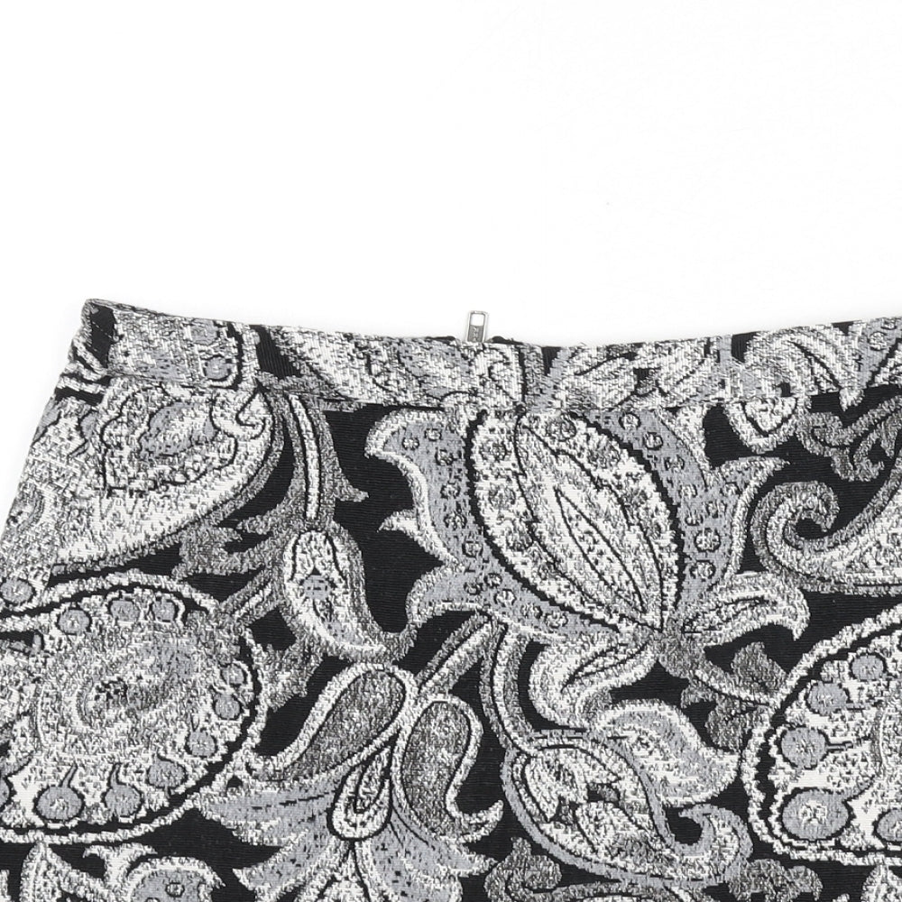Topshop Womens Multicoloured Paisley Polyester A-Line Skirt Size 8 Zip - Lace Trim