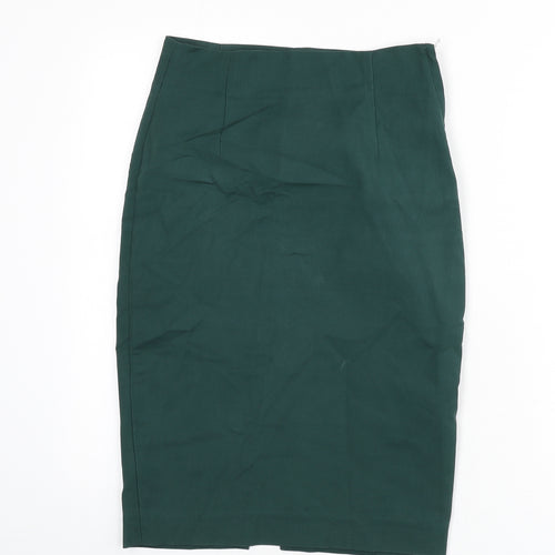 Zara Womens Green Polyester Straight & Pencil Skirt Size XS Zip - Slit