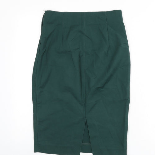 Zara Womens Green Polyester Straight & Pencil Skirt Size XS Zip - Slit