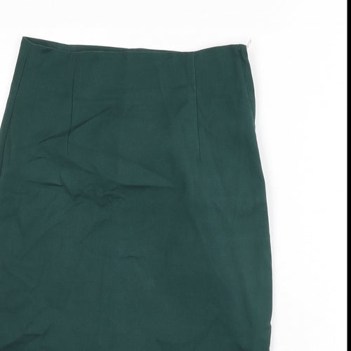 Zara Womens Green Polyester Straight & Pencil Skirt Size XS Zip - Slit