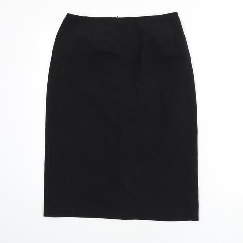 BHS Womens Black Polyester Straight & Pencil Skirt Size 12 Zip - Slit