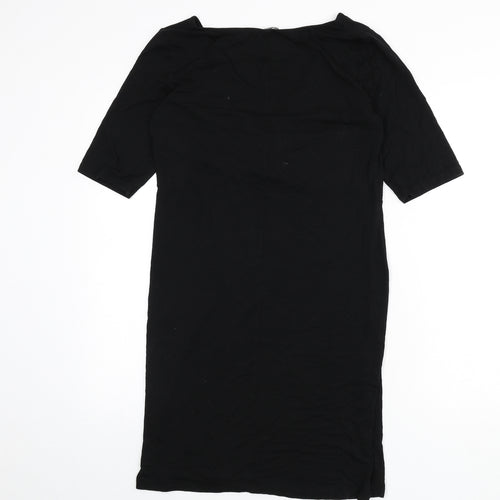 H&M Womens Black Viscose Sheath Size M V-Neck Pullover - Knot Front