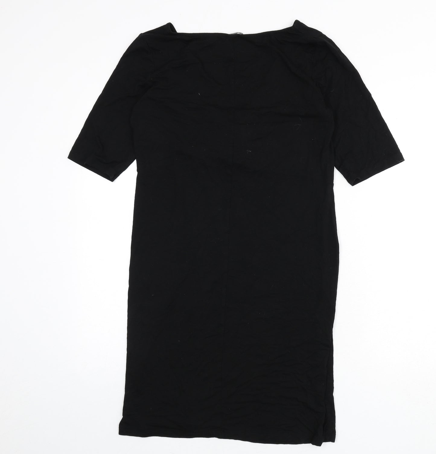 H&M Womens Black Viscose Sheath Size M V-Neck Pullover - Knot Front