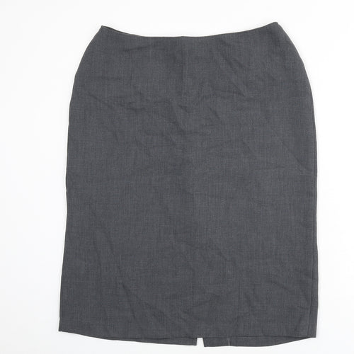 St Michael Womens Grey Polyester Straight & Pencil Skirt Size 18 Zip - Slit
