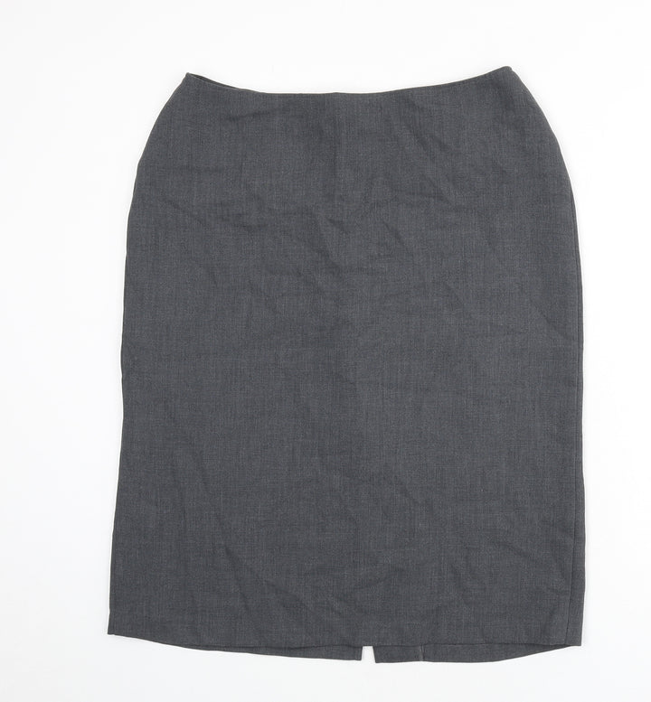 St Michael Womens Grey Polyester Straight & Pencil Skirt Size 18 Zip - Slit