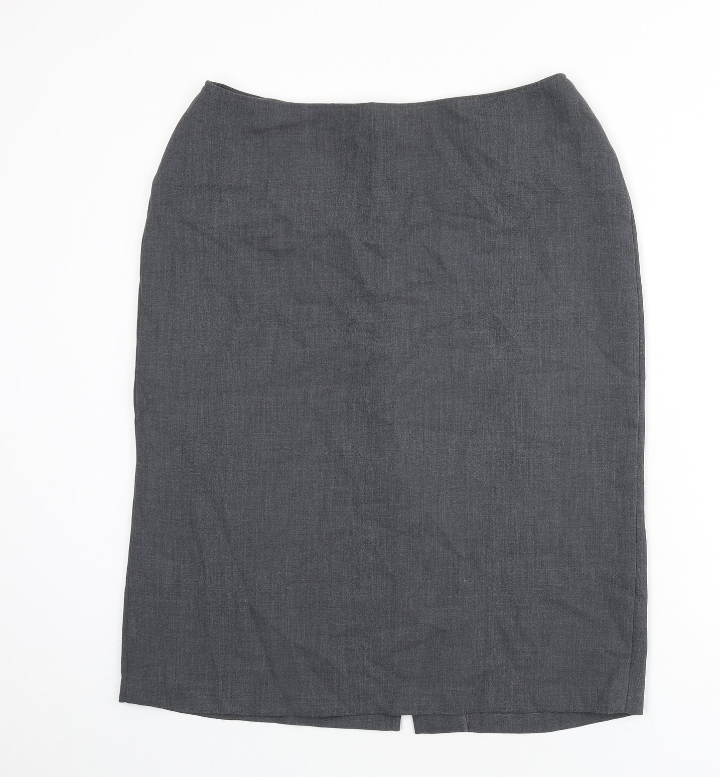 St Michael Womens Grey Polyester Straight & Pencil Skirt Size 18 Zip - Slit