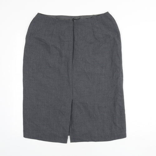 St Michael Womens Grey Polyester Straight & Pencil Skirt Size 18 Zip - Slit