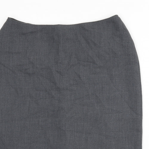 St Michael Womens Grey Polyester Straight & Pencil Skirt Size 18 Zip - Slit