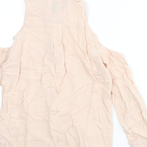 Divided by H&M Womens Pink Viscose Basic Button-Up Size 6 Collared - Shoulder Cut Outs
