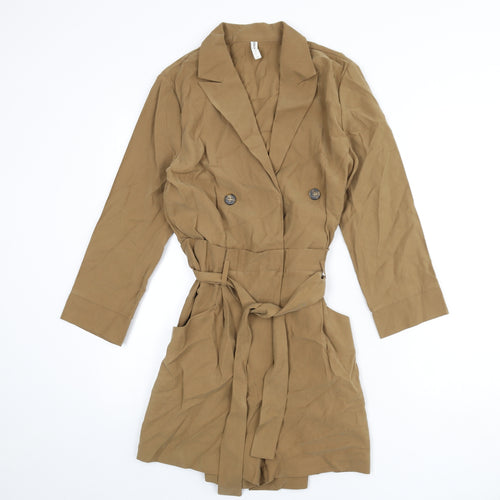 Only Womens Brown Viscose Romper One-Piece Size 8 L4 in Button - Belt Included
