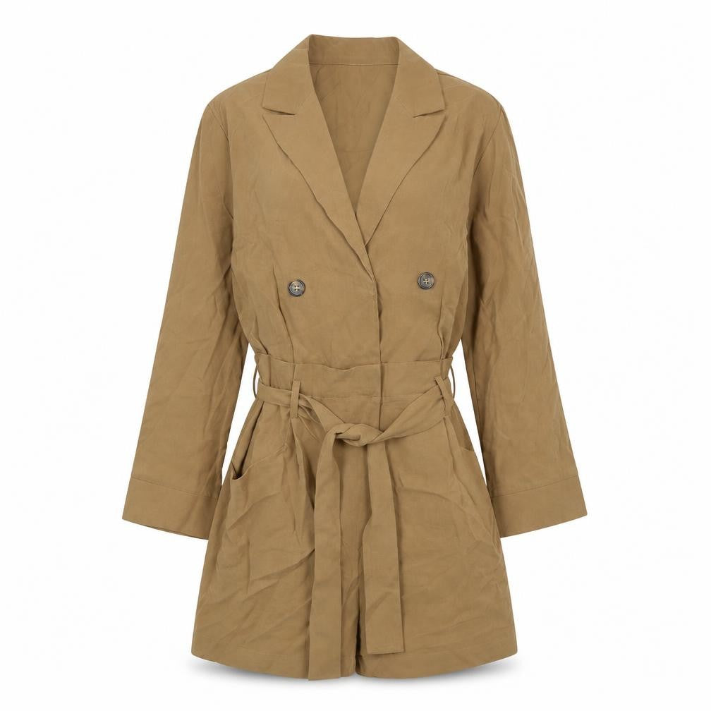 Only Womens Brown Viscose Romper One-Piece Size 8 L4 in Button - Belt Included