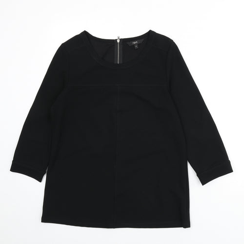 NEXT Womens Black Polyester Basic Blouse Size 10 Round Neck