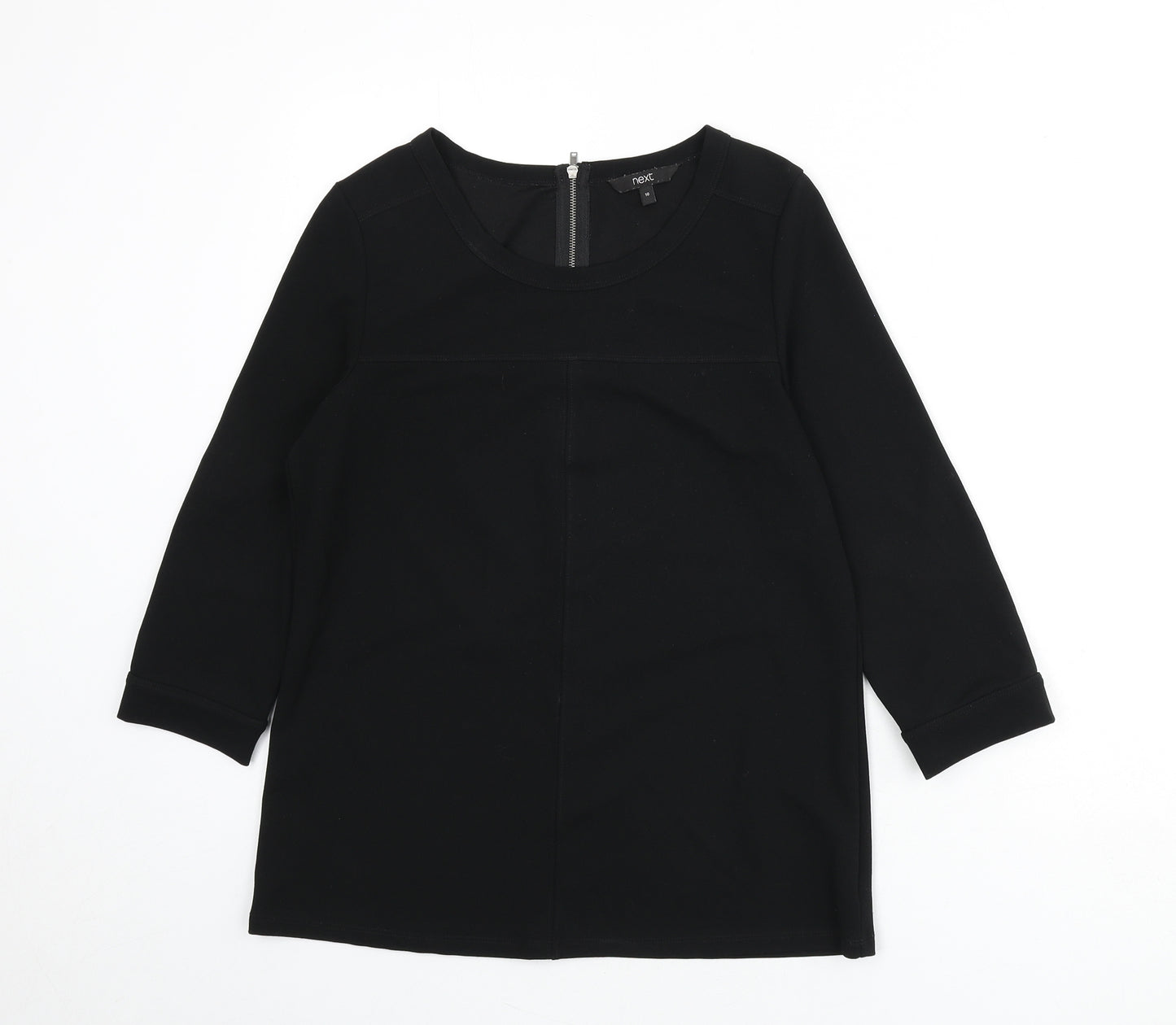 NEXT Womens Black Polyester Basic Blouse Size 10 Round Neck