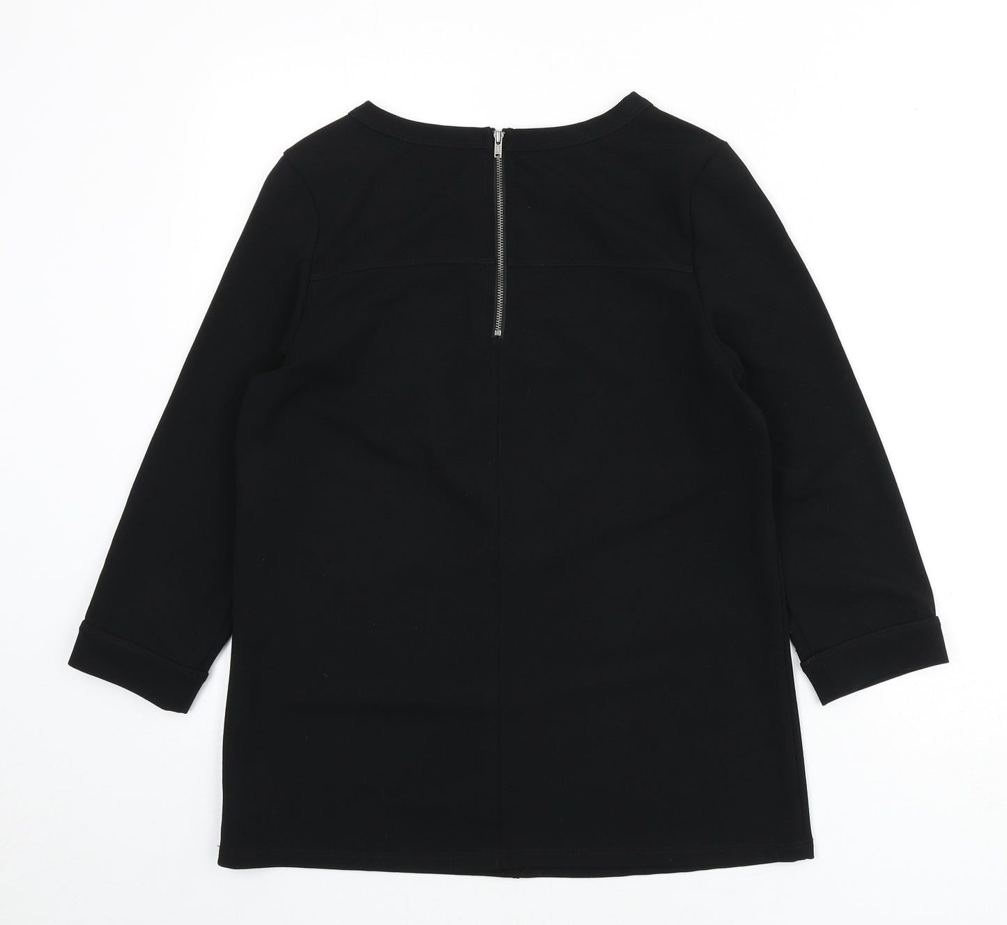 NEXT Womens Black Polyester Basic Blouse Size 10 Round Neck