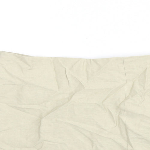 H&M Womens Beige Viscose Mini Skirt Size 6 Zip - Slit