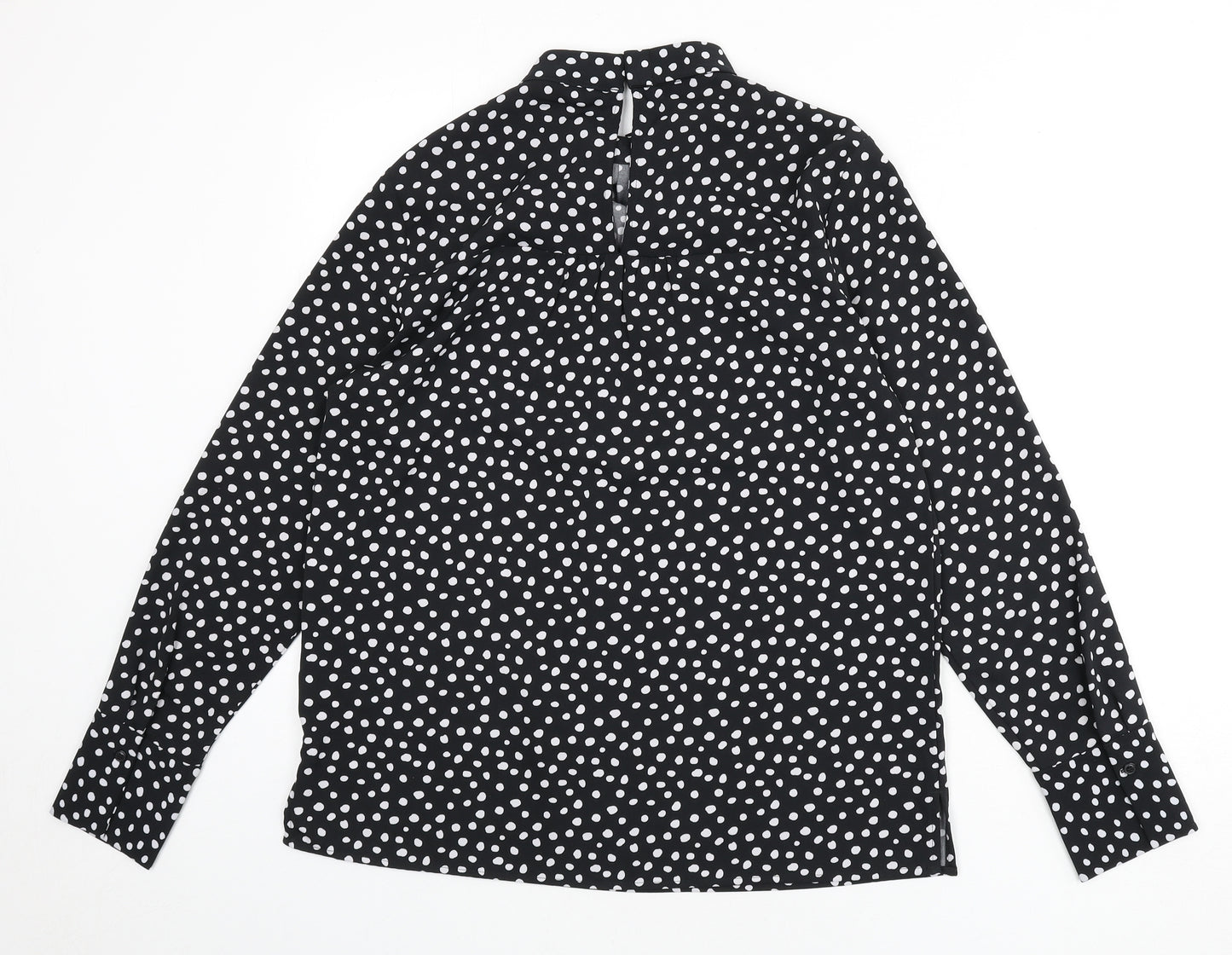 NEXT Womens Black Polka Dot Polyester Basic Blouse Size 10 Mock Neck