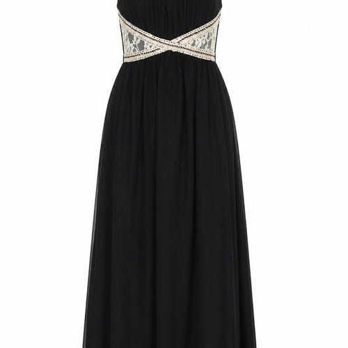 Little Mistress Womens Black Polyester Maxi Size 8 Scoop Neck Pullover - Sequins, Lace Detail