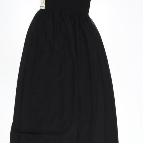Little Mistress Womens Black Polyester Maxi Size 8 Scoop Neck Pullover - Sequins, Lace Detail