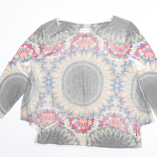 Apricot Womens Multicoloured Boat Neck Geometric Polyester Pullover Jumper Size M - Overlay