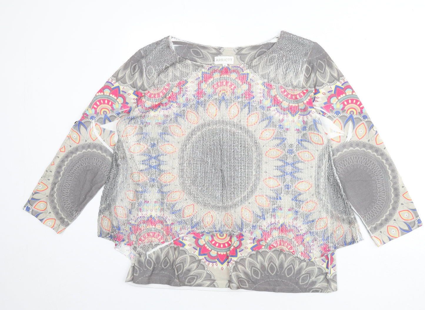 Apricot Womens Multicoloured Boat Neck Geometric Polyester Pullover Jumper Size M - Overlay