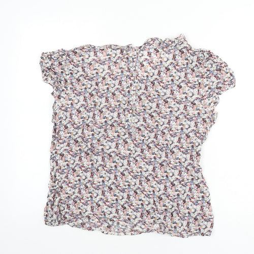 Monsoon Womens Multicoloured Floral Viscose Basic Blouse Size 14 Round Neck - Lace Detail