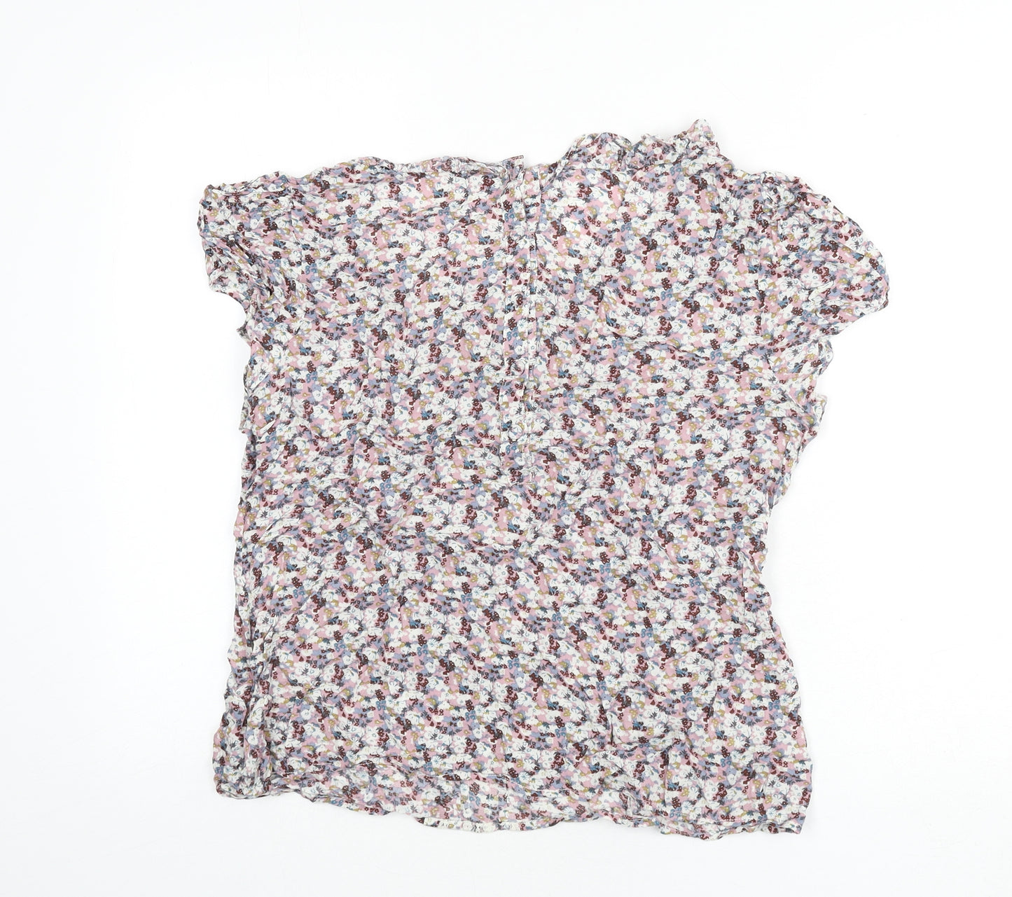 Monsoon Womens Multicoloured Floral Viscose Basic Blouse Size 14 Round Neck - Lace Detail