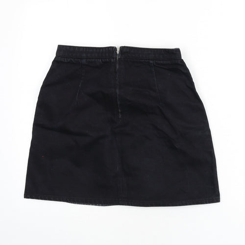 Topshop Womens Blue Animal Print Cotton A-Line Skirt Size 28 in Zip - Snake Skin Print, Faux Leather