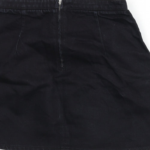 Topshop Womens Blue Animal Print Cotton A-Line Skirt Size 28 in Zip - Snake Skin Print, Faux Leather