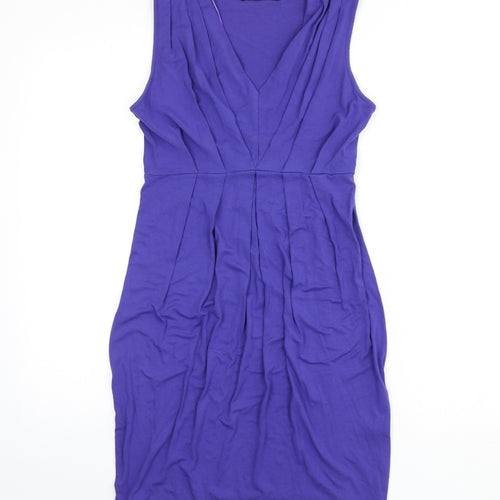Closet Womens Purple Viscose Pencil Dress Size 10 V-Neck Pullover