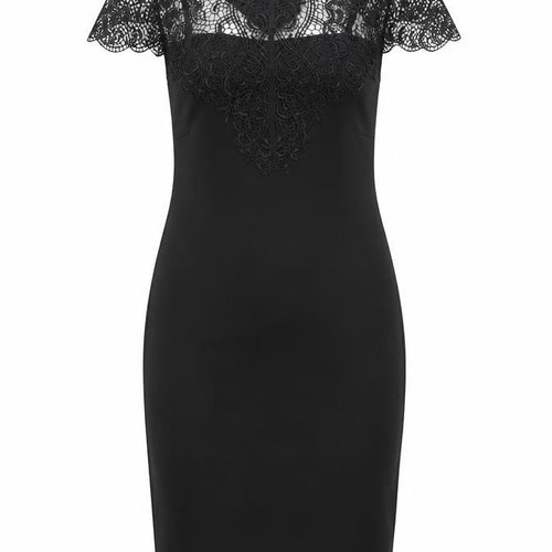 Mohito Womens Black Polyester Bodycon Size 10 Mock Neck Tie - Lace Detail