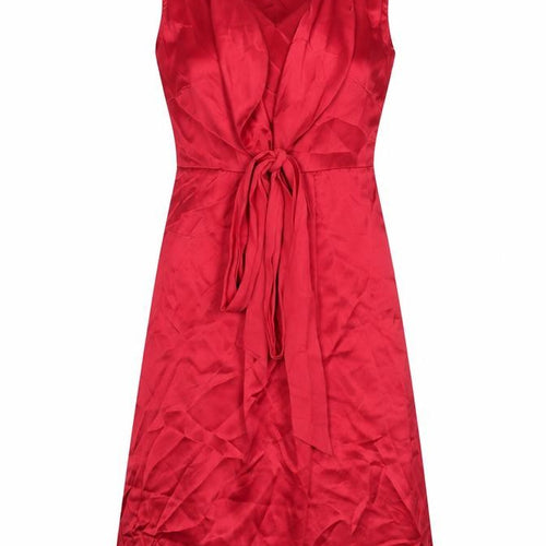 Monsoon Womens Pink Silk A-Line Size 8 Round Neck Button - Tie Detail