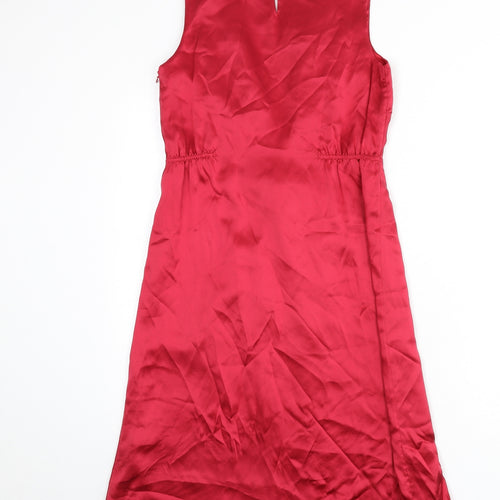 Monsoon Womens Pink Silk A-Line Size 8 Round Neck Button - Tie Detail