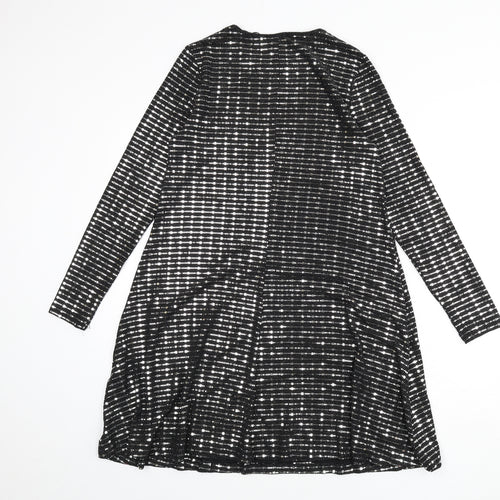 Blue Vanilla Womens Black Nylon A-Line Size S Round Neck Pullover - Sequins