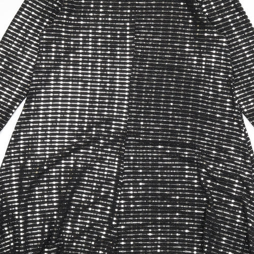 Blue Vanilla Womens Black Nylon A-Line Size S Round Neck Pullover - Sequins