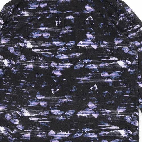BAM Mens Black Geometric Viscose Button-Up Size M Collared Button