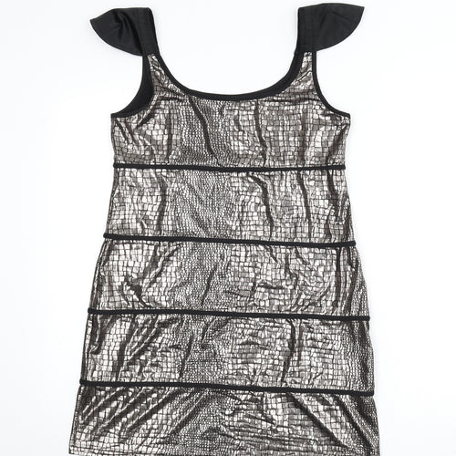 Spicy Sugar Womens Gold Animal Print Polyester A-Line Size 12 Scoop Neck Pullover - Snake Skin Print