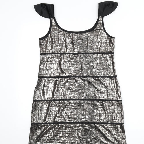 Spicy Sugar Womens Gold Animal Print Polyester A-Line Size 12 Scoop Neck Pullover - Snake Skin Print