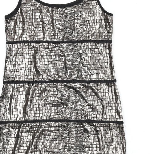 Spicy Sugar Womens Gold Animal Print Polyester A-Line Size 12 Scoop Neck Pullover - Snake Skin Print