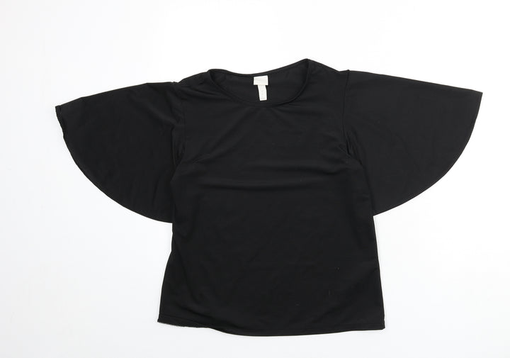 H&M Womens Black Polyester Basic Blouse Size S Round Neck