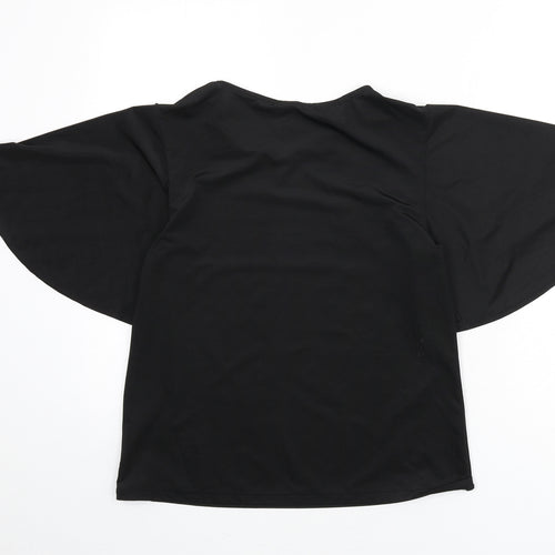 H&M Womens Black Polyester Basic Blouse Size S Round Neck