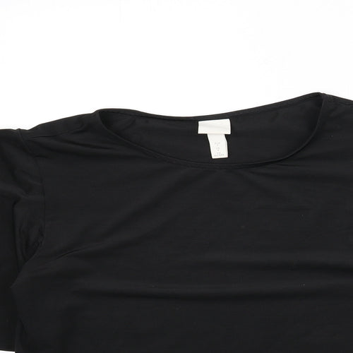 H&M Womens Black Polyester Basic Blouse Size S Round Neck
