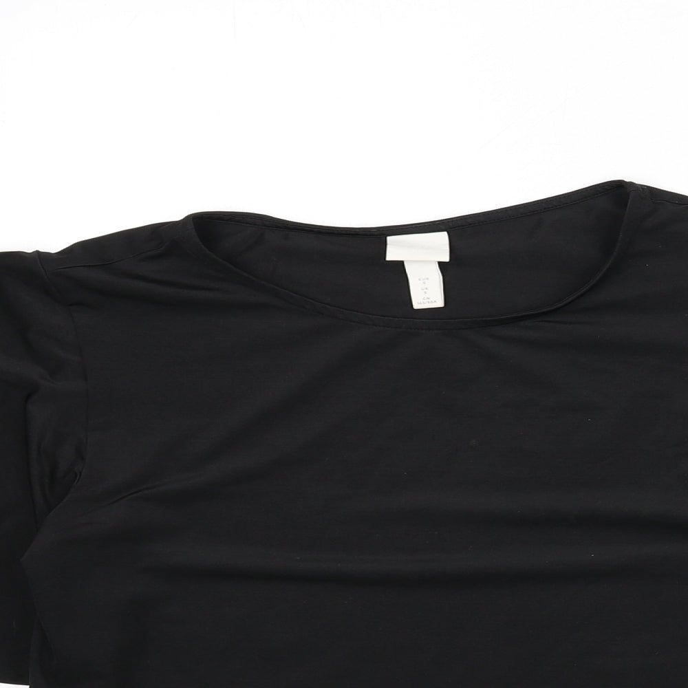 H&M Womens Black Polyester Basic Blouse Size S Round Neck