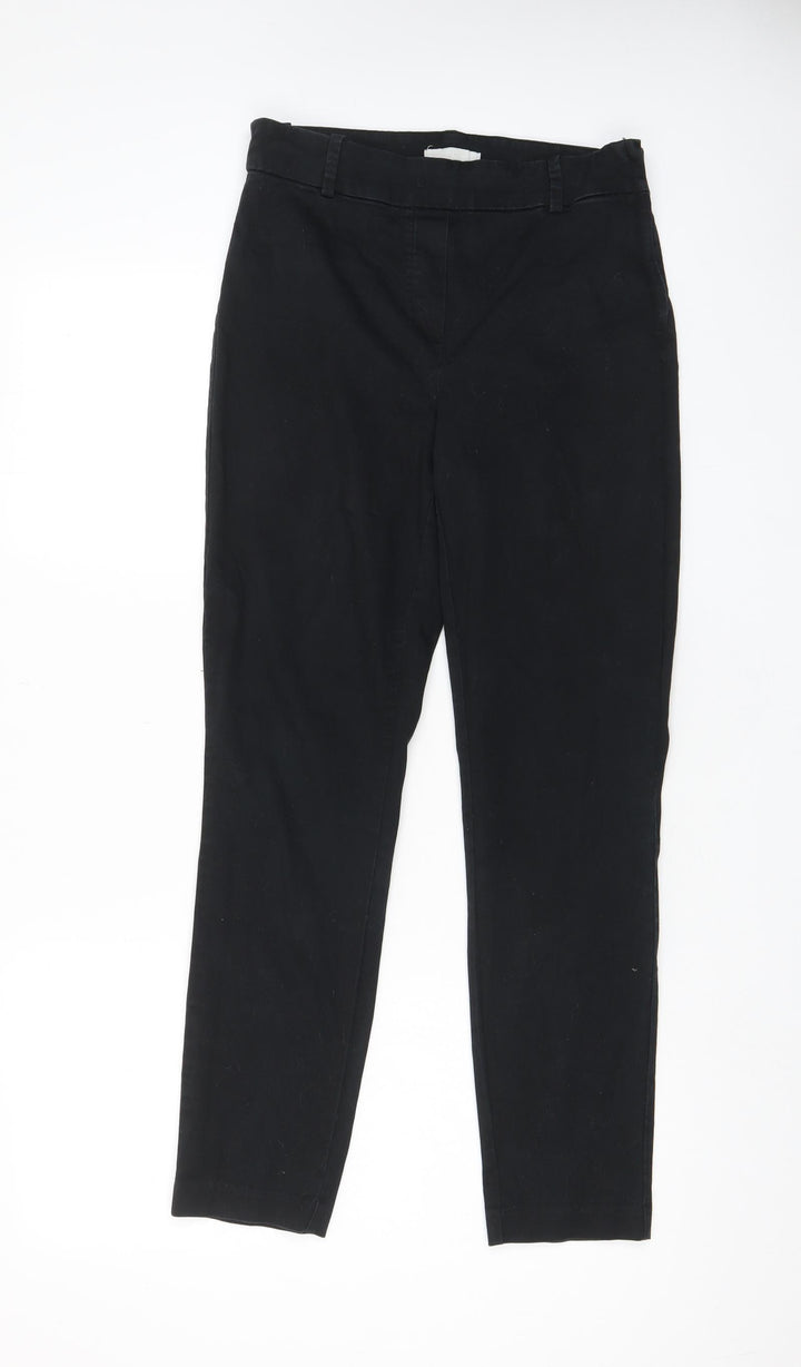 H&M Womens Black Cotton Chino Trousers Size 28 in L27 in Regular Zip