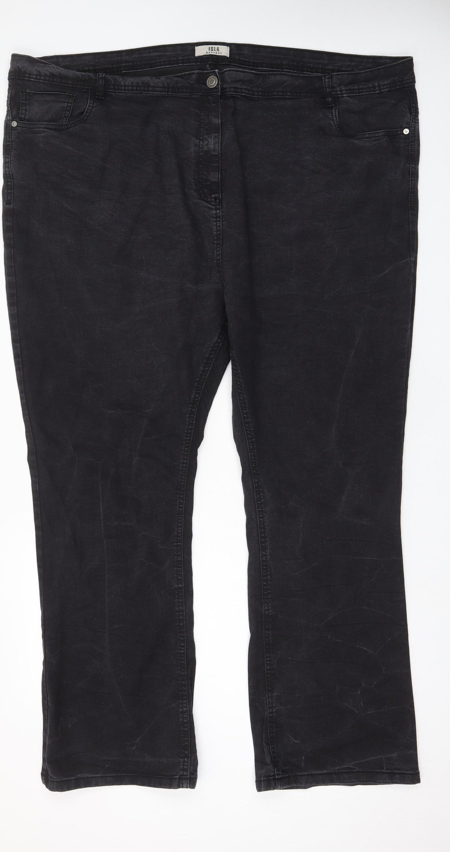 Yours Womens Grey Cotton Bootcut Jeans Size 28 L31 in Regular Zip - Pockets
