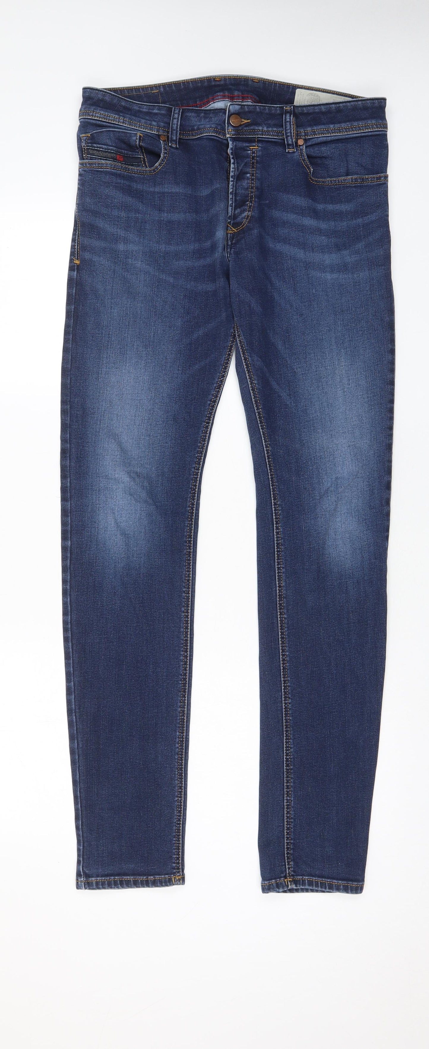 Diesel Mens Blue Cotton Skinny Jeans Size 33 in L32 in Slim Button - Pockets, Logo
