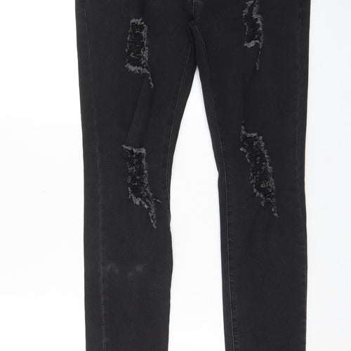 Aecupper Womens Black Cotton Skinny Jeans Size 32 in L29 in Regular Zip - Pockets