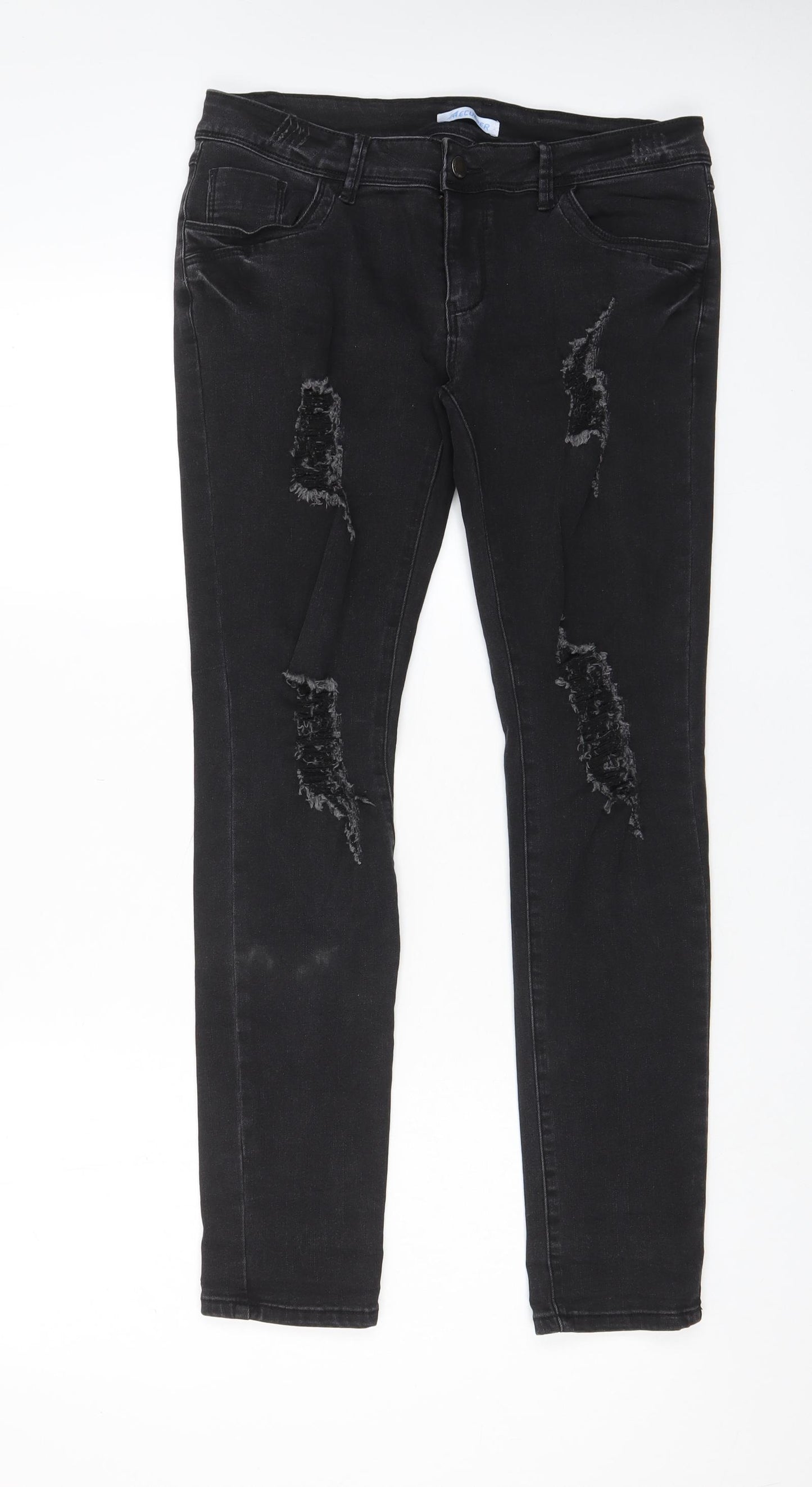 Aecupper Womens Black Cotton Skinny Jeans Size 32 in L29 in Regular Zip - Pockets
