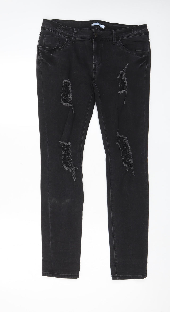 Aecupper Womens Black Cotton Skinny Jeans Size 32 in L29 in Regular Zip - Pockets